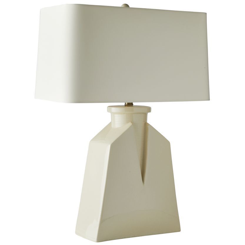 Cera 150.00 watt Ivory Crackle Table Lamp Portable Light