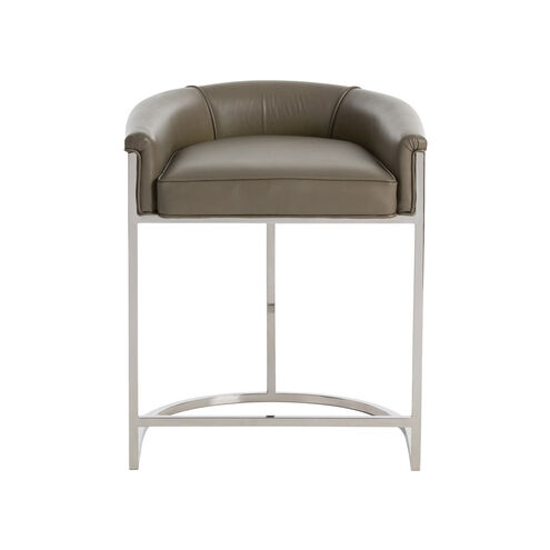 Calvin 29 inch Dove Gray Leather/Polished Nickel Counter Stool