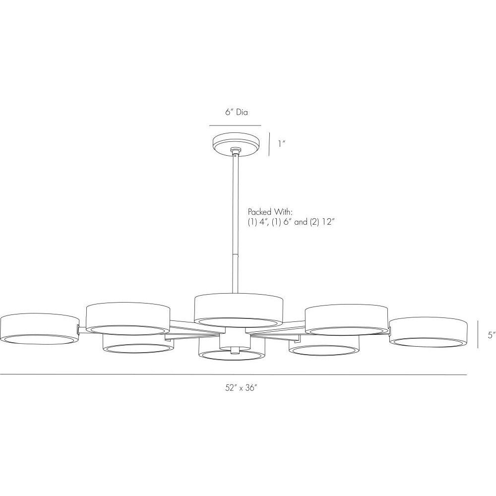Linus 52 X 7 inch Pale Brass Chandelier Ceiling Light