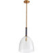 Kent 1 Light 12 inch Clear and Antique Brass Pendant Ceiling Light