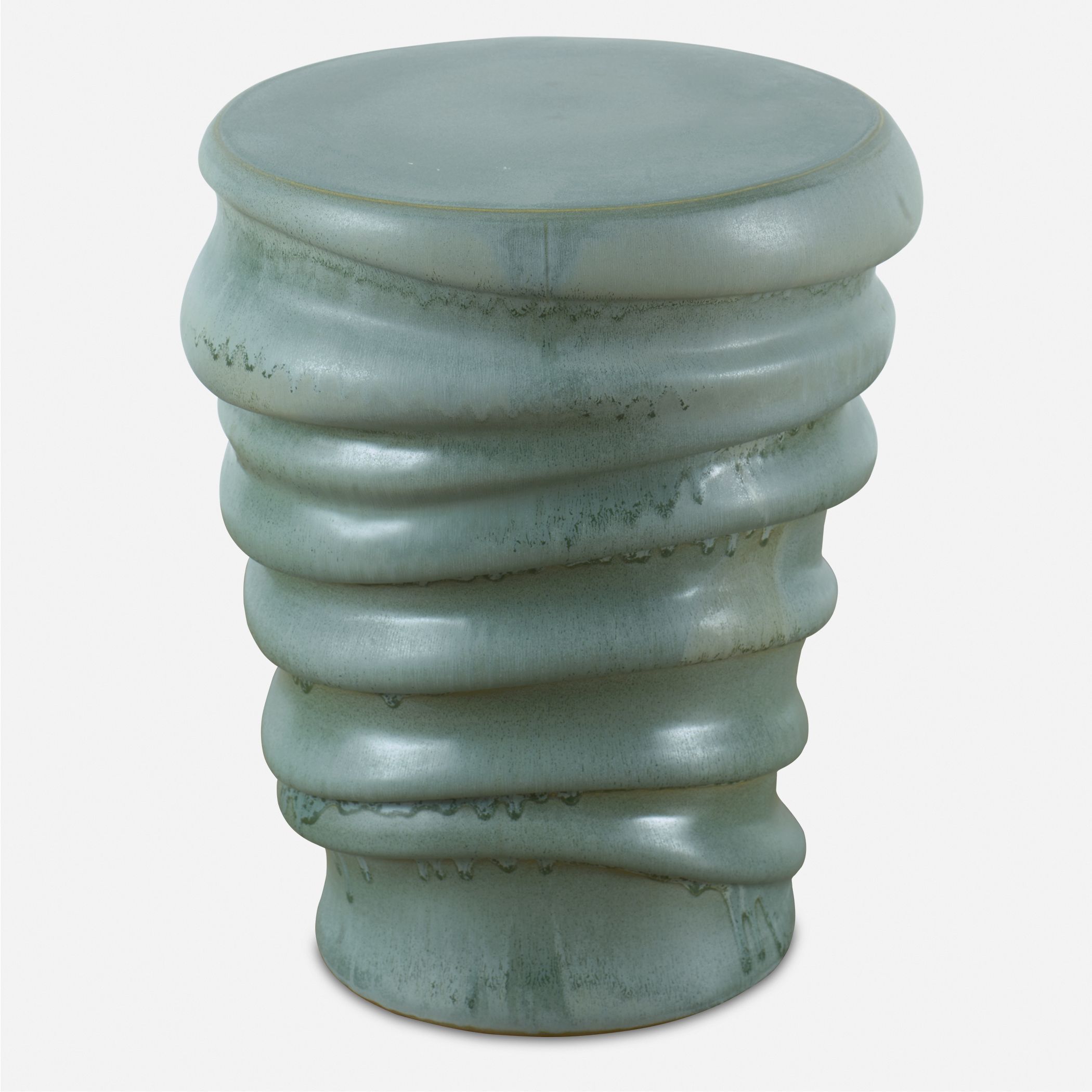 Skye 17.75 inch Light Aqua Glaze Garden Stool