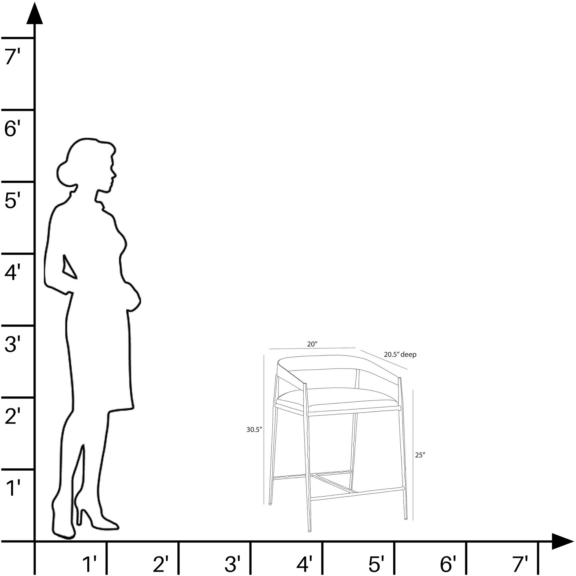 Ansel 30.5 inch Midnight Grey and Natural Iron Counter Stool
