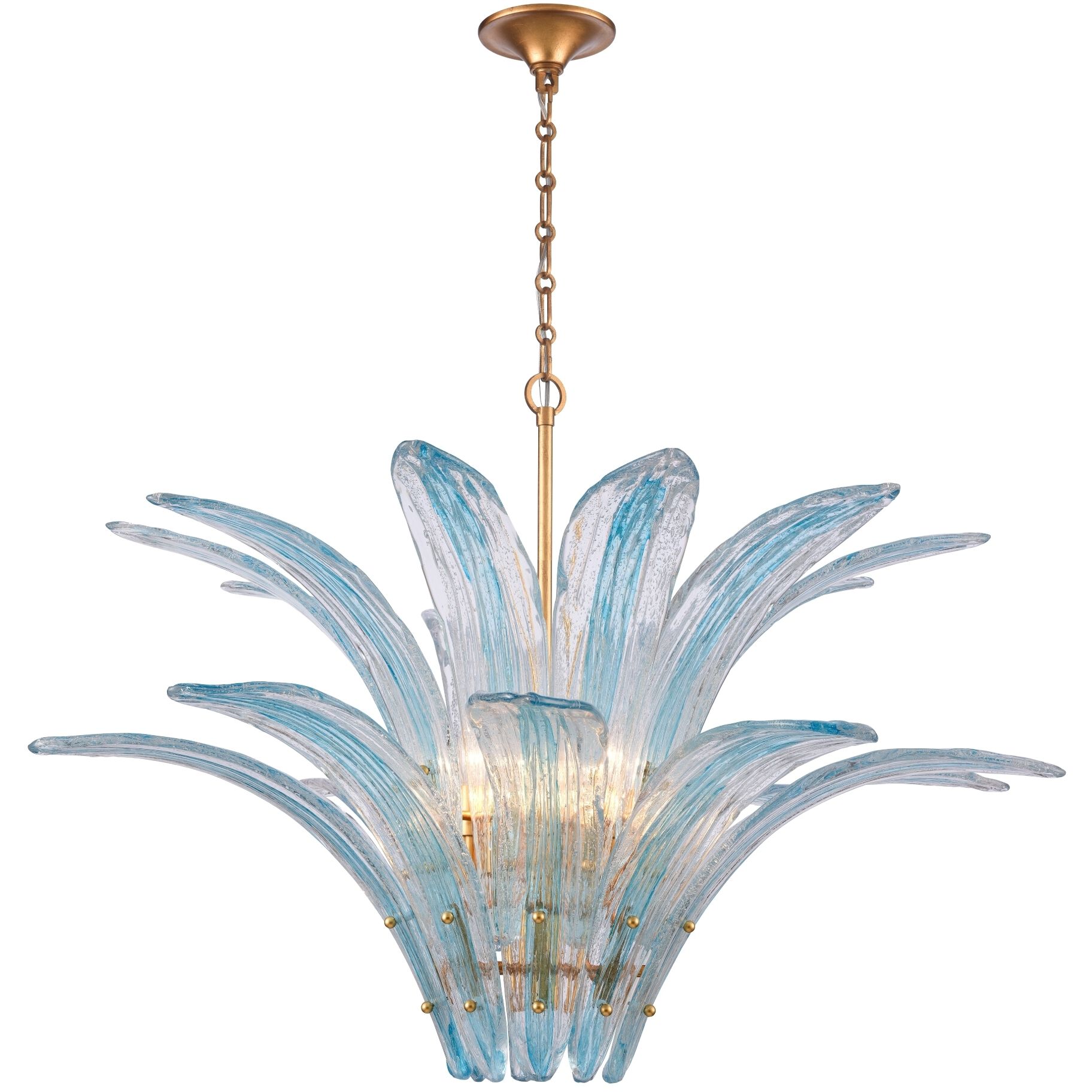 Fiore 10 Light 39.5 inch Antique Gold Leaf Pendant Ceiling Light