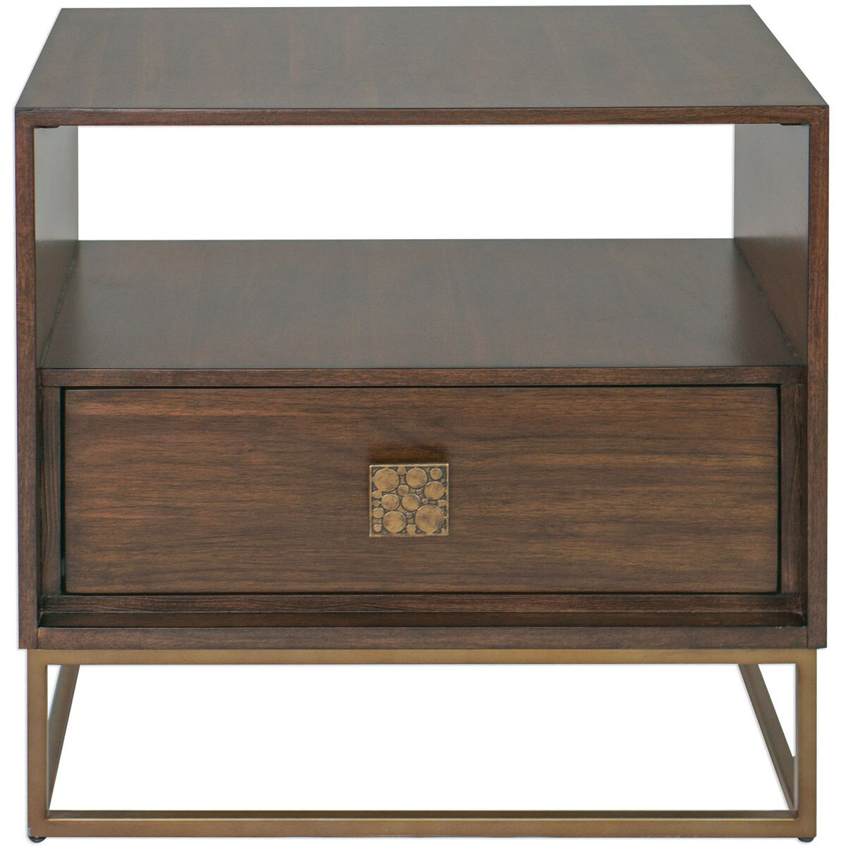 Bexley 25 X 25 inch Dark Walnut and Brushed Brass Side Table