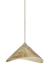 Hoppi 1 Light Satin Nickel Pendant Ceiling Light in Halogen, Mocha Glass