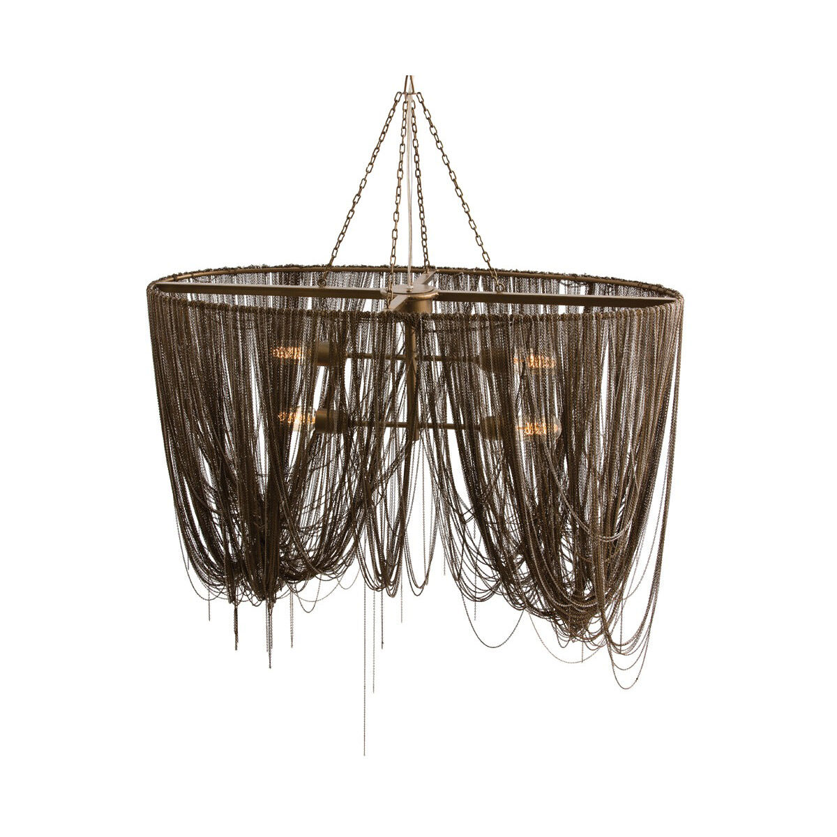 Layla 4 Light 36 inch Antique Brass and Nickel Chandelier Ceiling Light