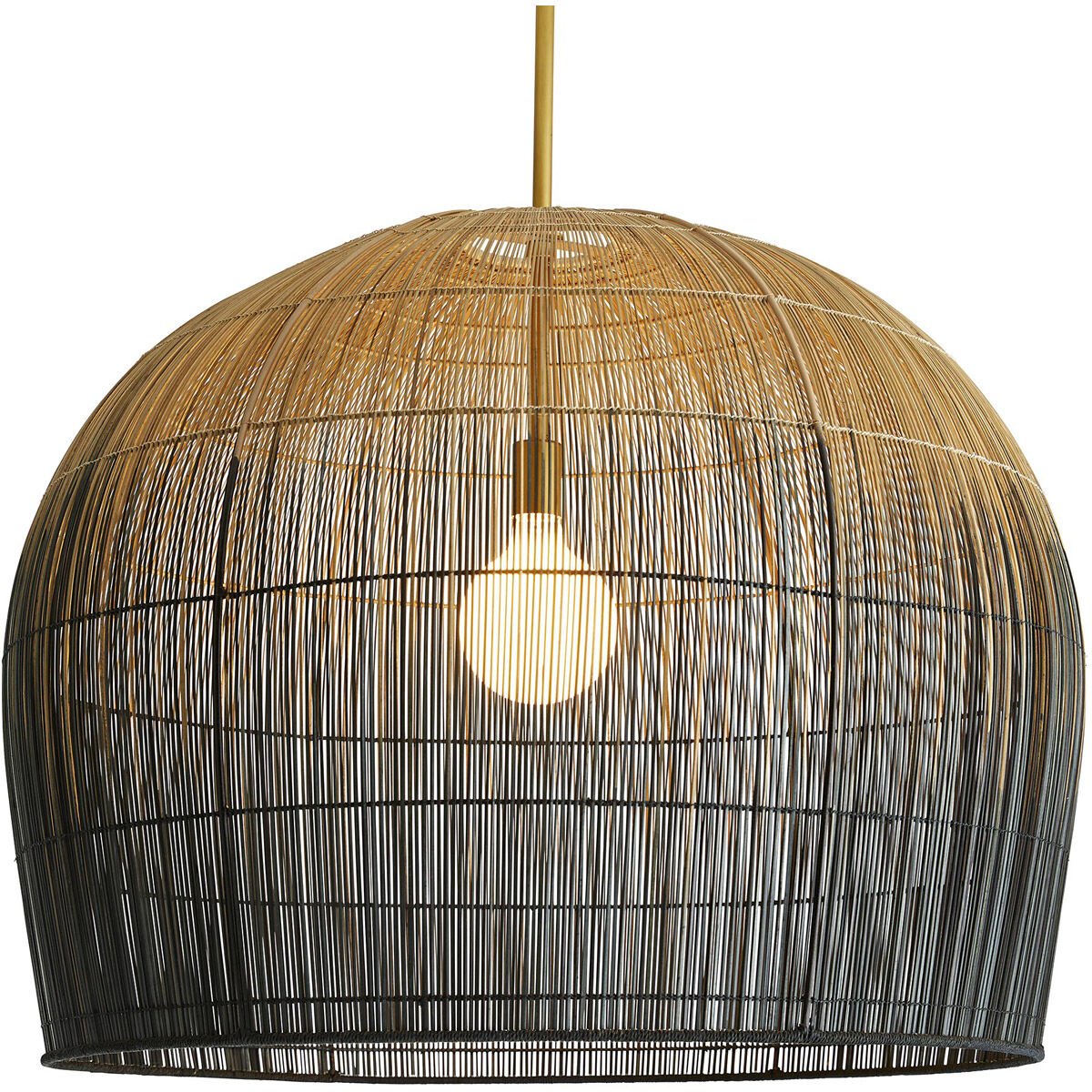 Swami 1 Light 32 inch Natural and Black Ombre with Antique Brass Pendant Ceiling Light, Large