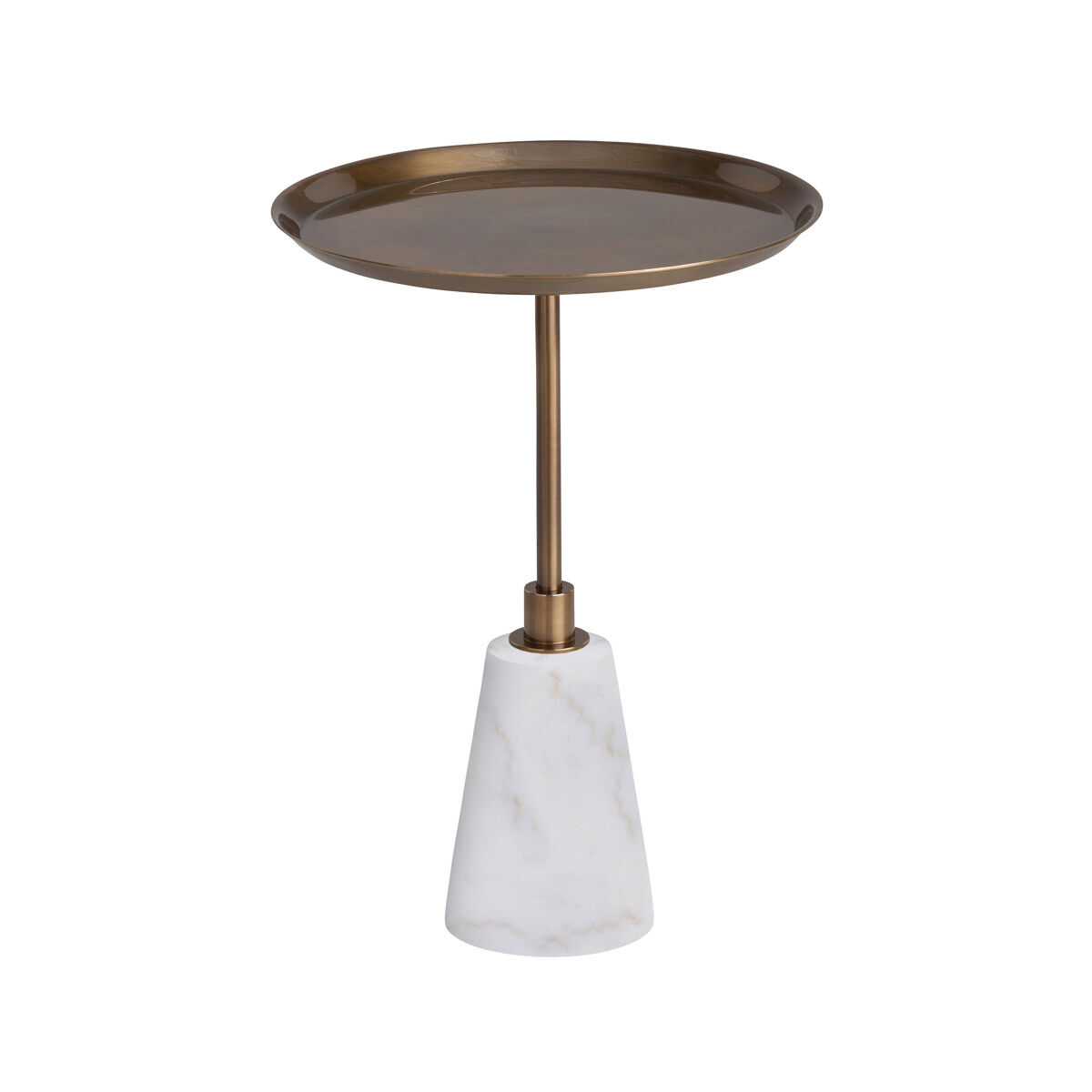 Celeste Side Table in Vintage Brass/White Marble