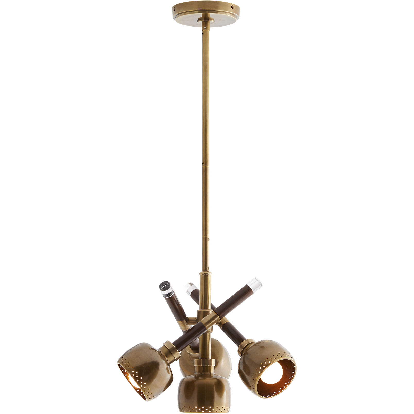Pavo 4 Light 15 inch Dark Walnut and Vintage Brass Pendant Ceiling Light, Large