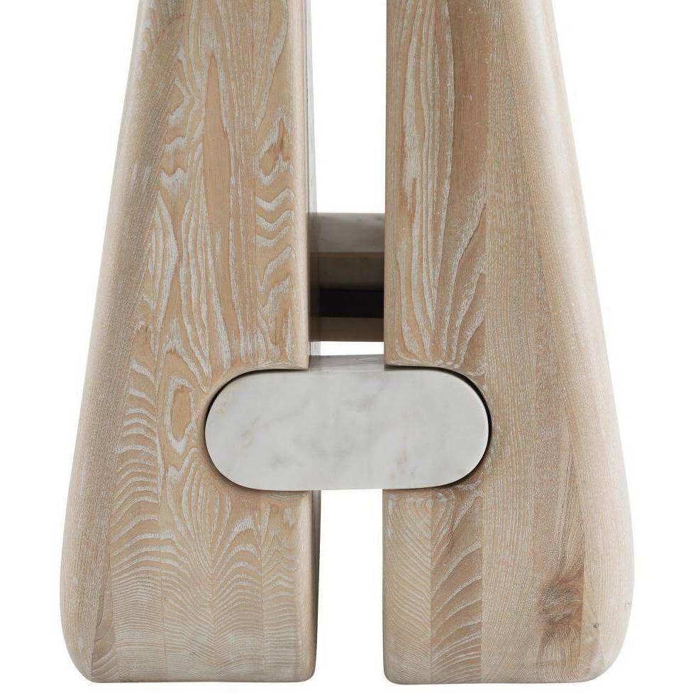 Melt 48 inch Cerused Natural Wood and White Marble Entry Table
