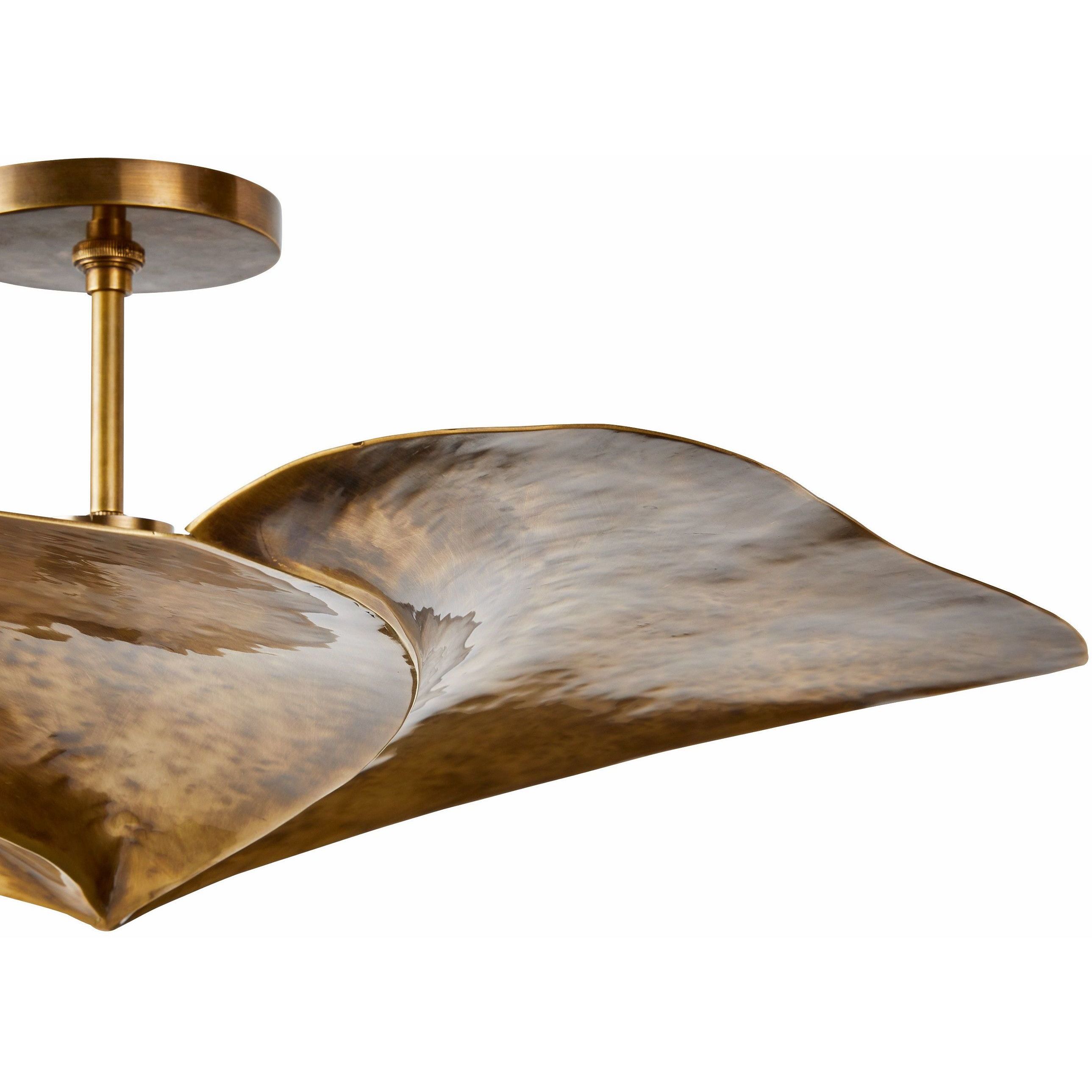 Daniella 3 Light 34 inch Vintage Brass Flush Mount Ceiling Light