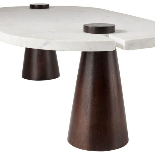 Delaney 52 X 24 inch White Marble and Umber Mango Wood Coffee Table