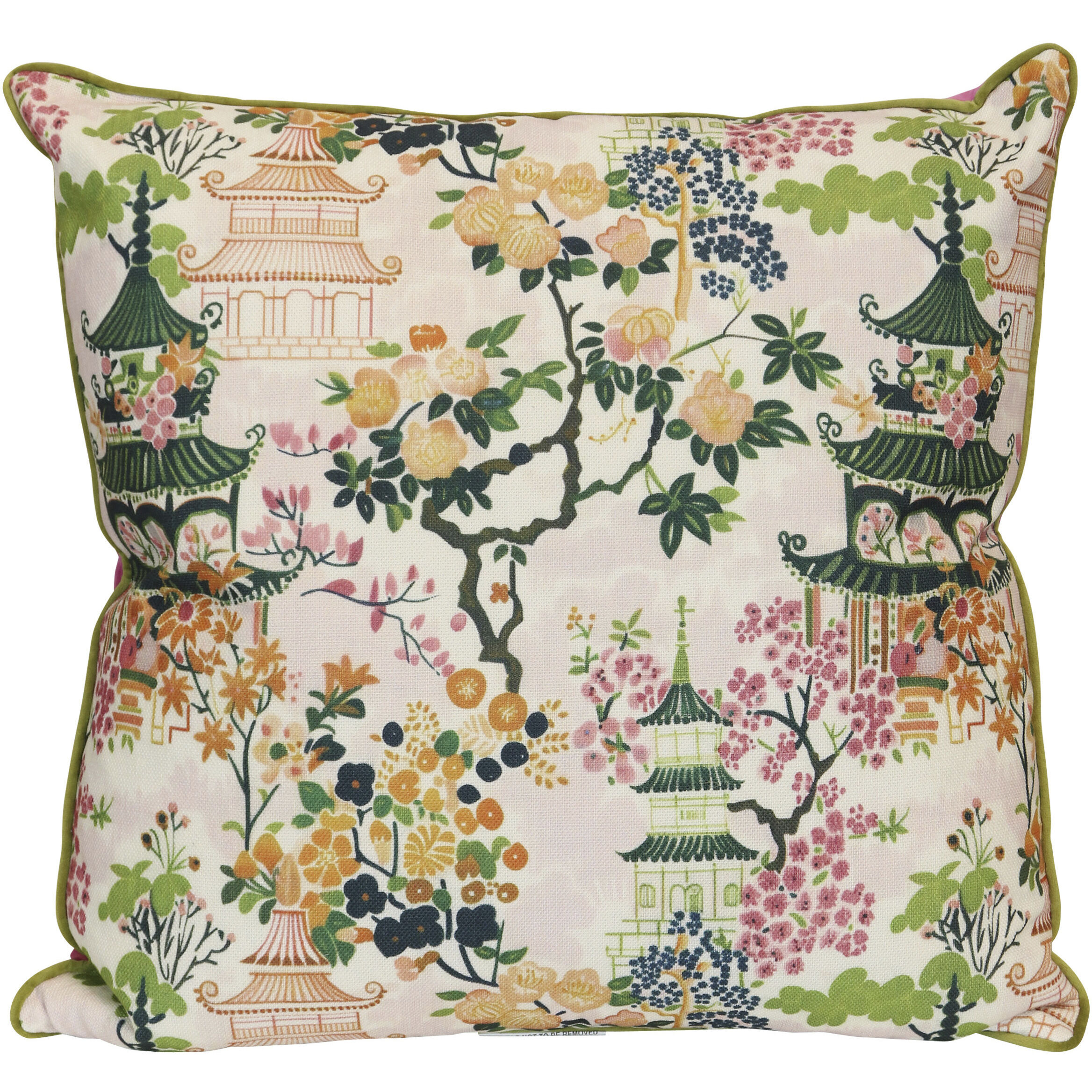 Chinoiserie 22 inch Multicolor Pillow in 22" x 22"