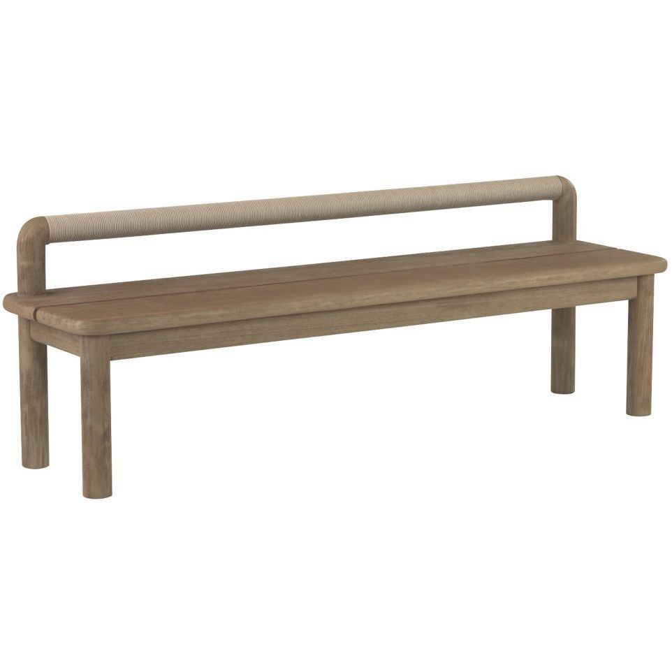 Escape Weathered Teak and Pebble Outdoor Bench