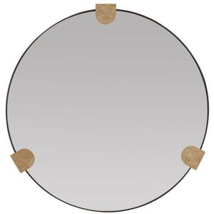 Clasp Bronze and Faux Travertine Mirror