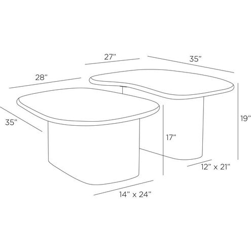 Melt 35 X 17 inch Ebony and Galaxy Marble Coffee Tables, Set of 2