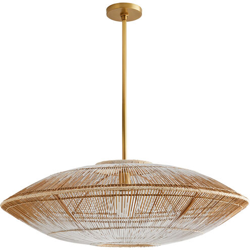 Hadya 1 Light 32 inch White Ombre and Antique Brass Pendant Ceiling Light