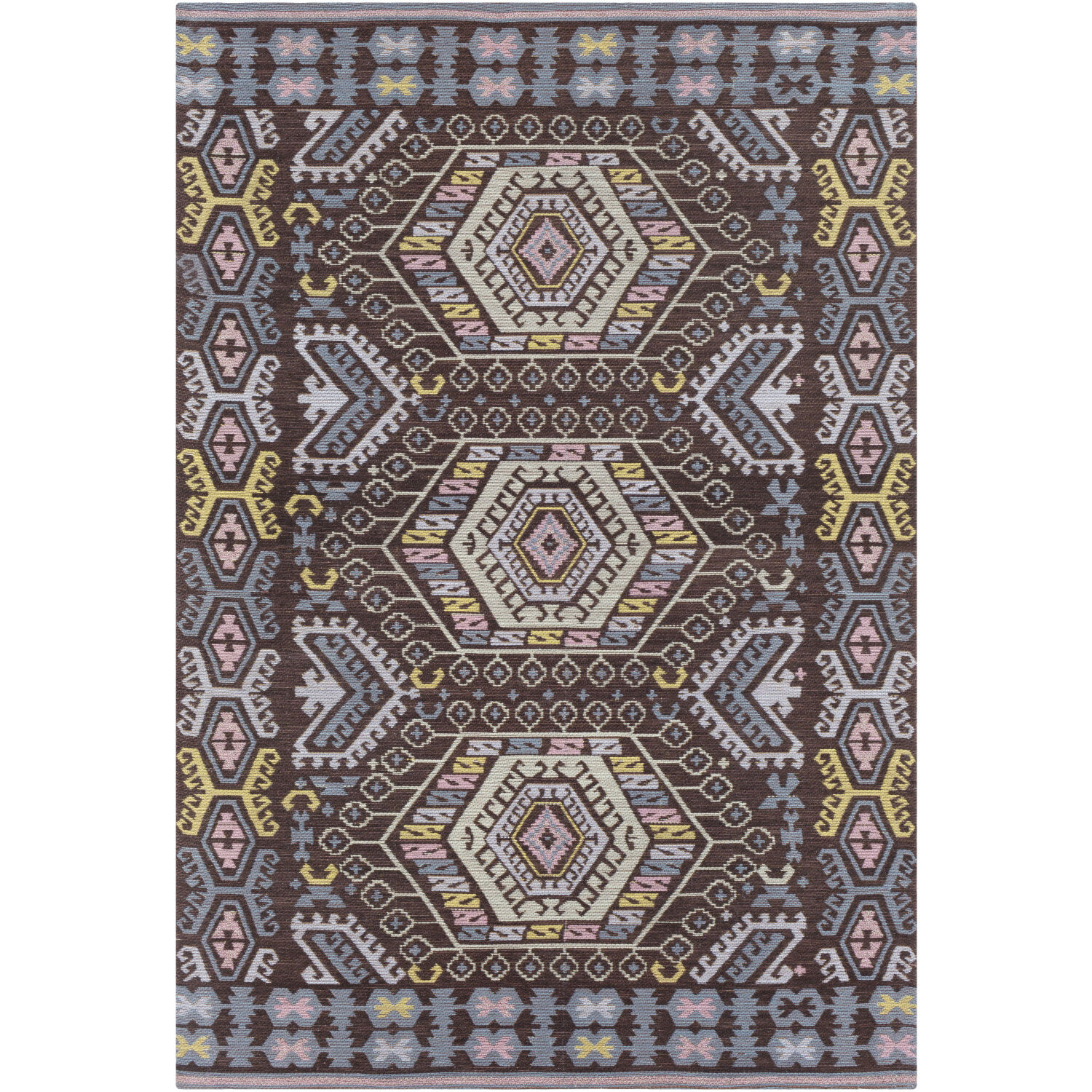 Sajal 120 X 96 inch Dark Brown Handmade Rug, Rectangle