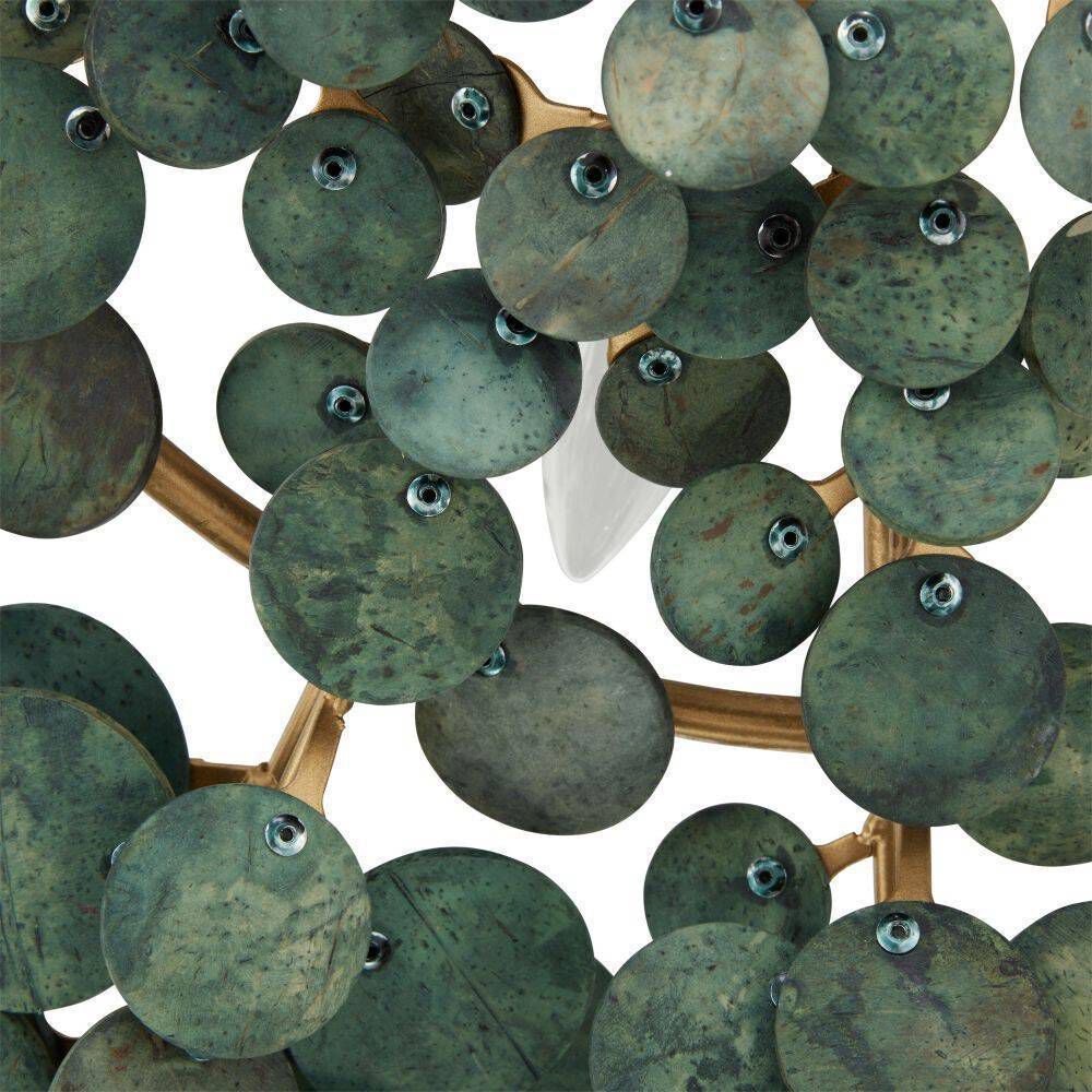 Bilal 3 Light 38 inch Eucalyptus Coconut Shell and Antique Brass Flush Mount Ceiling Light