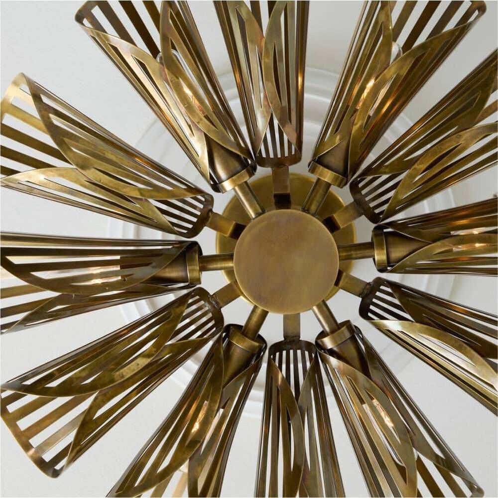 Francesca 12 Light 20 inch Vintage Brass Flush Mount Ceiling Light