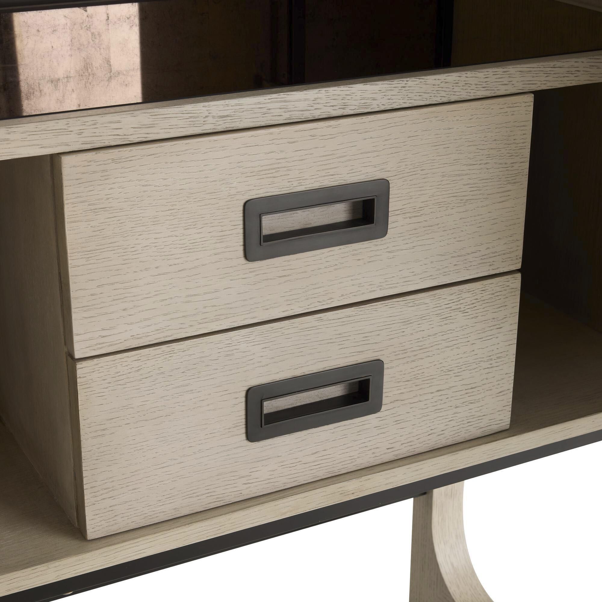 Jermaine Antiqued Amber and Smoke with Bronze Cocktail Cabinet