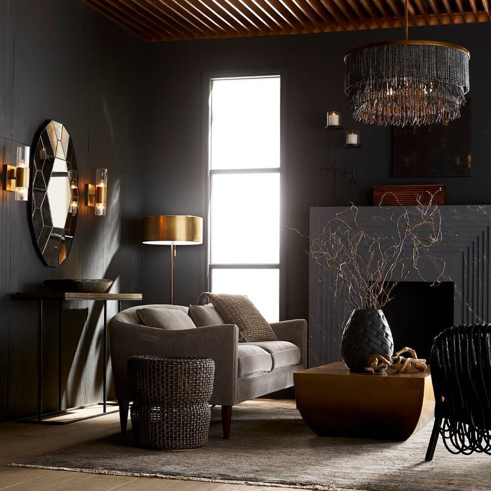 Baja 3 Light 30 inch Antique Brass Chandelier Ceiling Light in Dark Gray Wash Coco Beads