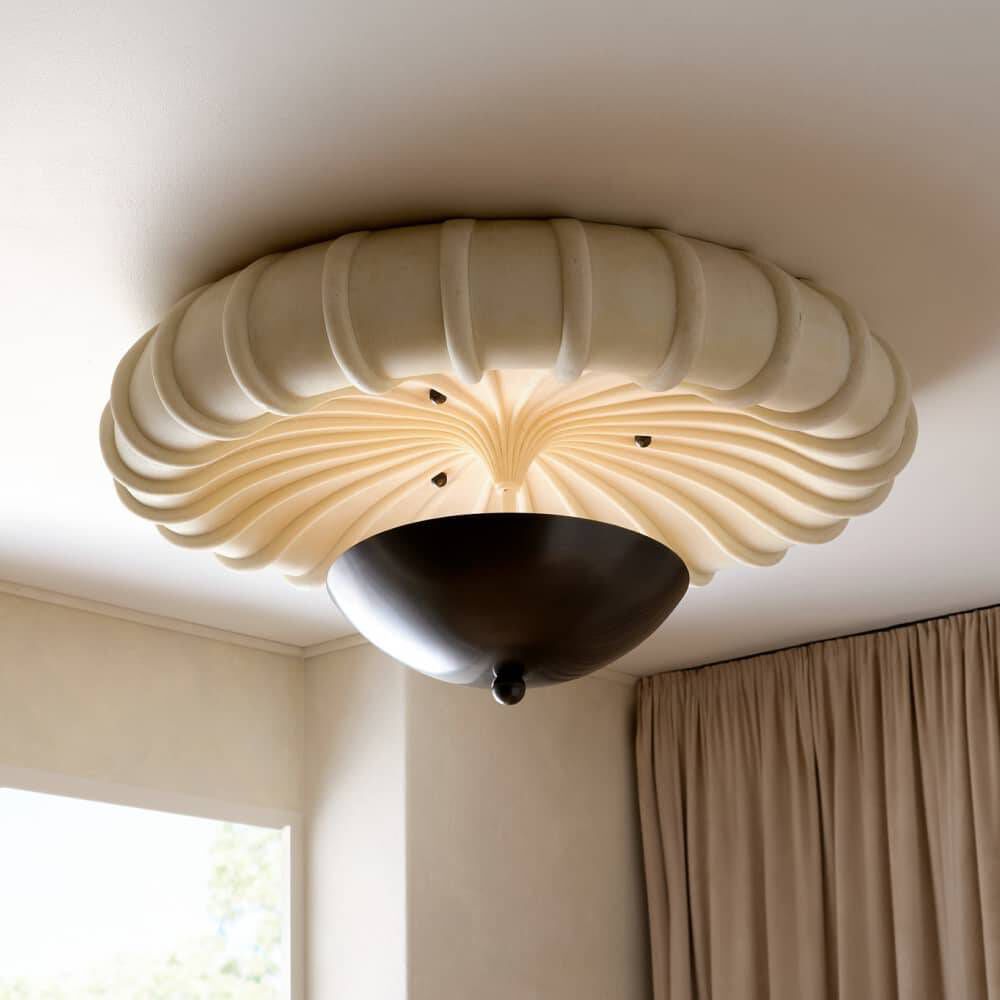 Camella 3 Light 35 inch Ivory and English Bronze Flush Mount Ceiling Light