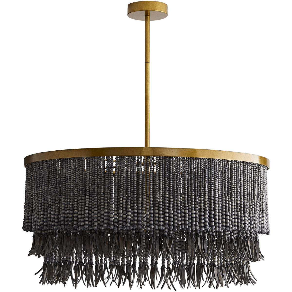 Baja 3 Light 30 inch Antique Brass Chandelier Ceiling Light in Dark Gray Wash Coco Beads