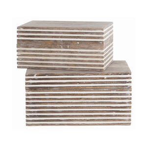 Trinity 15 inch Whitewashed Wood Boxes, Small, Set of 2