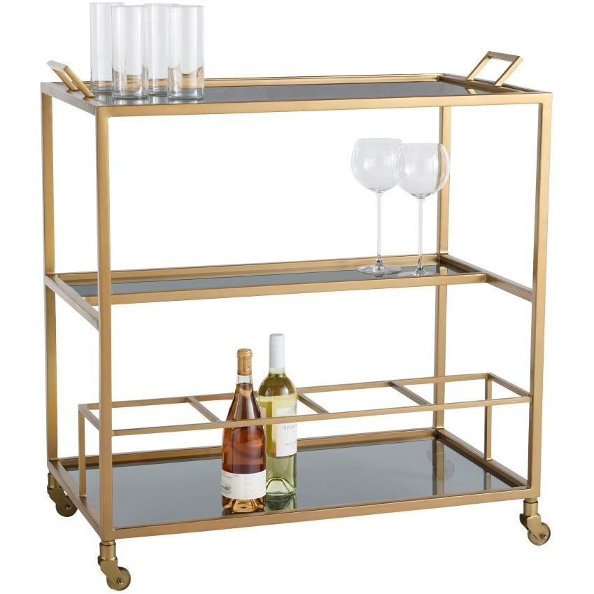 Jak 35 inch Antique Brass Bar Cart