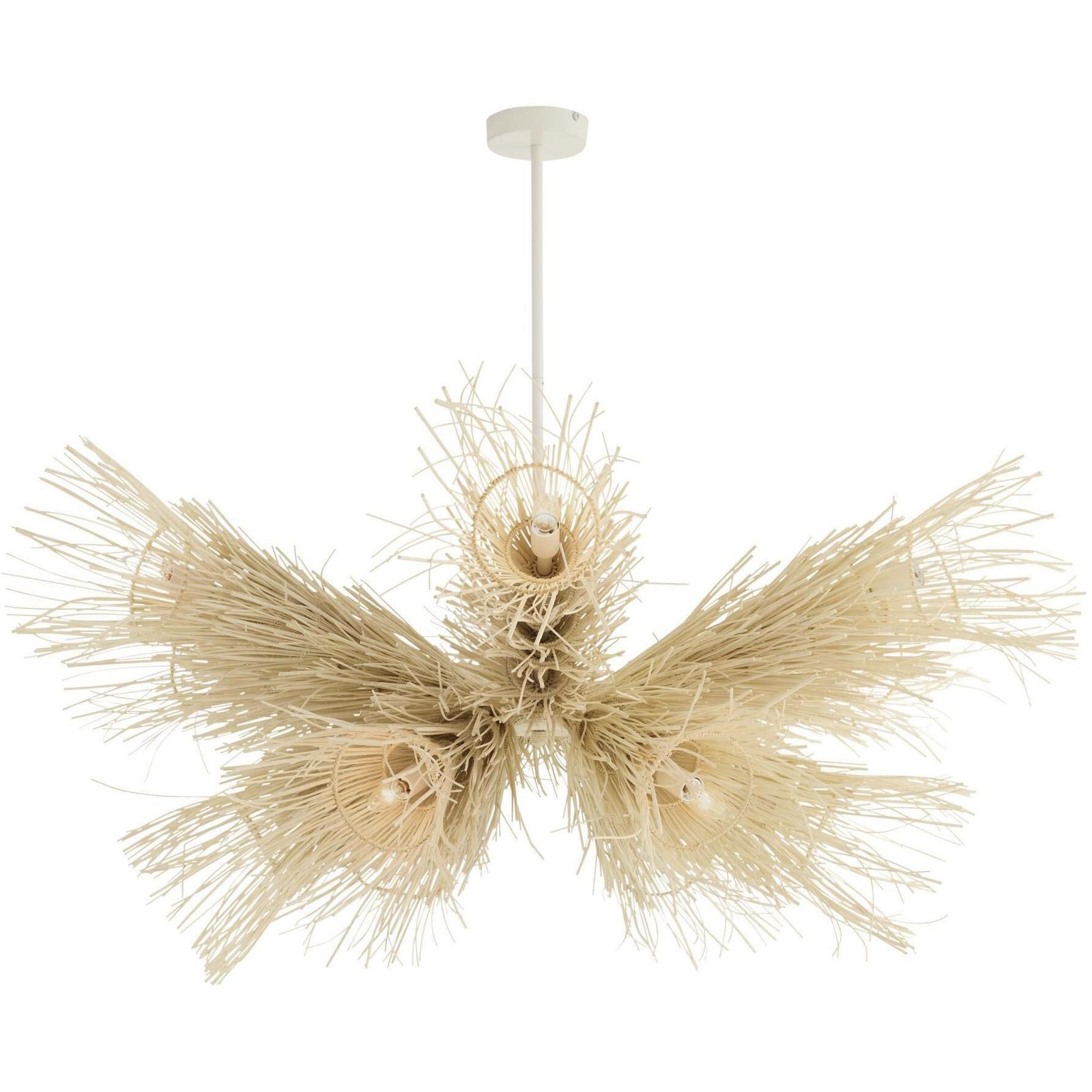 Kauai 12 Light 52 inch Bleached Rattan and White Chandelier Ceiling Light