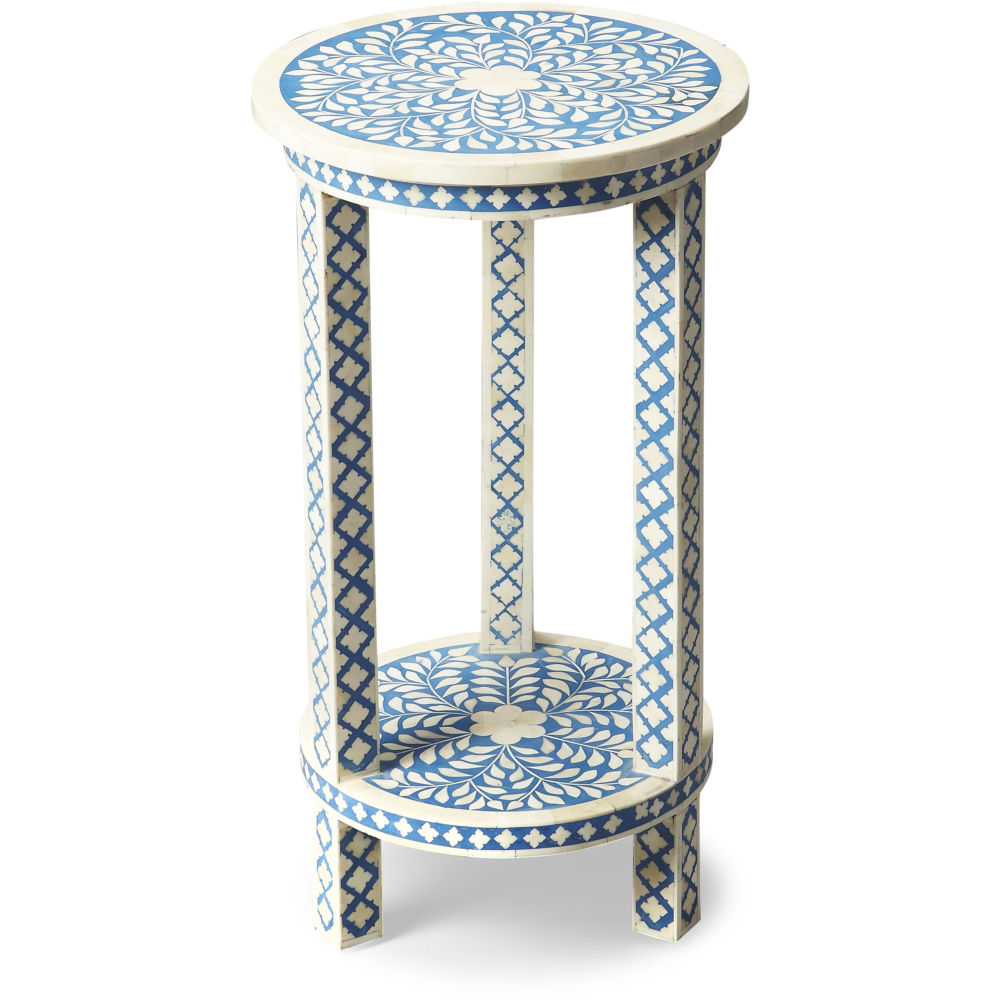 Bone Inlay Amanda Blue Bone Inlay 24 X 13 inch Heritage Accent Table