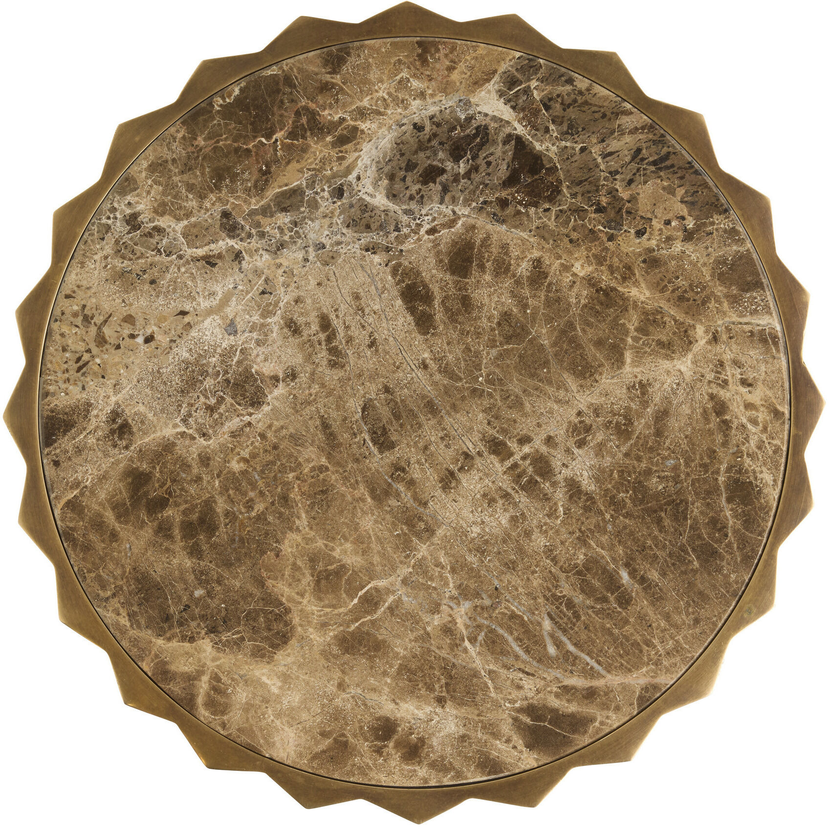 Mabel 12 inch Brown Emperador and Vintage Brass Accent Table