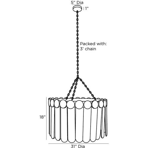 Roman 6 Light 31 inch Seedy Smoke Chandelier Ceiling Light