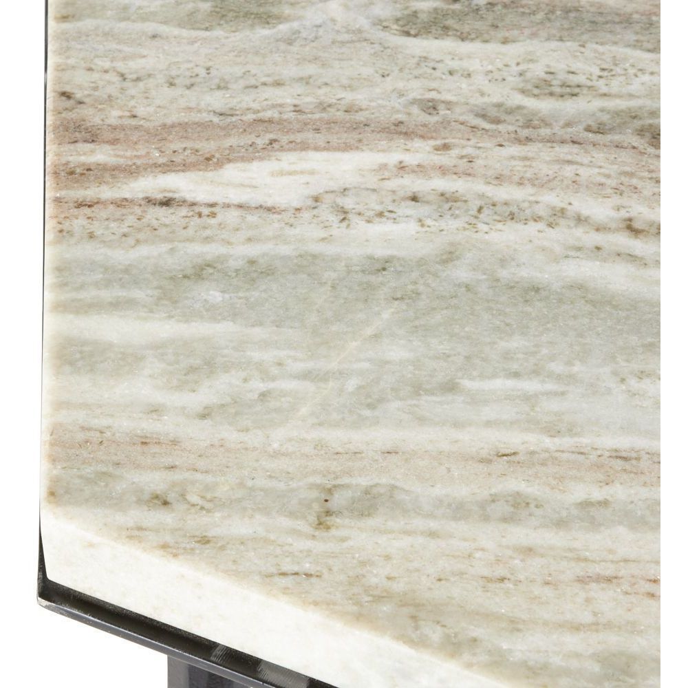 Estrella 62.5 X 54 inch Toronto Leathered Marble and Blackened Iron Dining Table