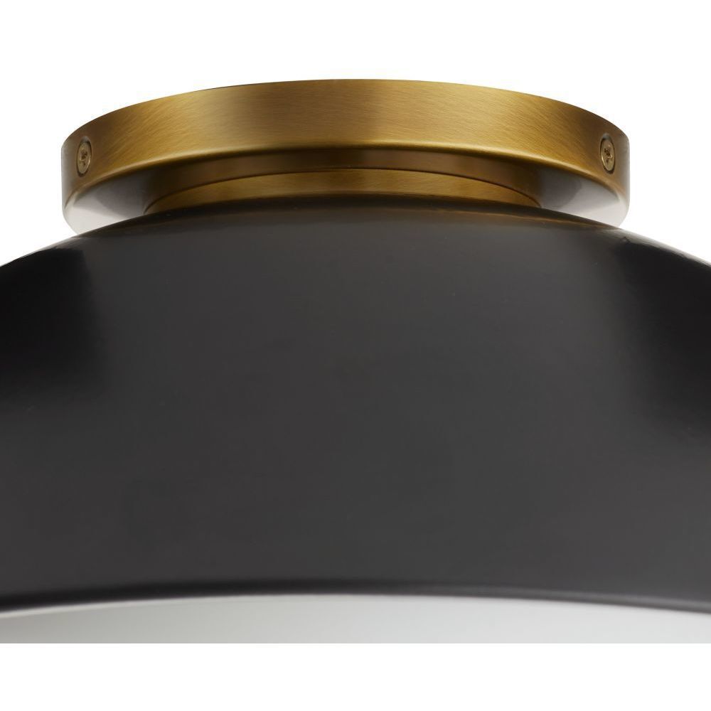 Glaze 1 Light 12 inch Antique Brass and Matte Black Ceramic Flush Mount Ceiling Light, Small