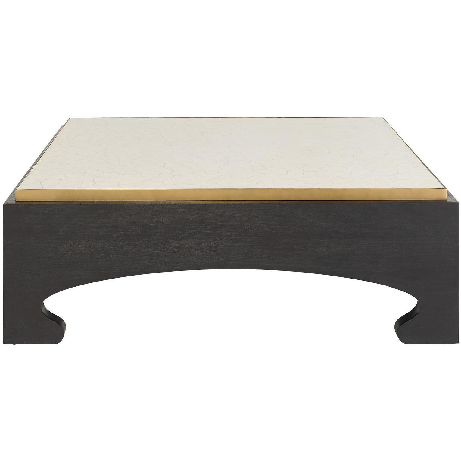 Montreal 48 X 16.5 inch Crackled Ivory and Ebony with Antique Brass Coffee Table