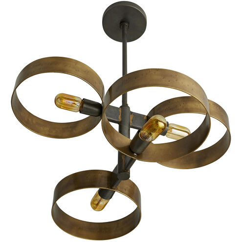 Rocco 4 Light 26 inch Antique Brass and Natural Iron Pendant Ceiling Light