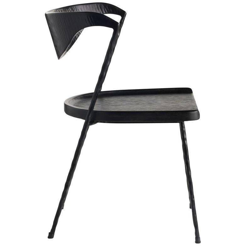 Fletcher Ebony and Blackened Iron Dining Chair