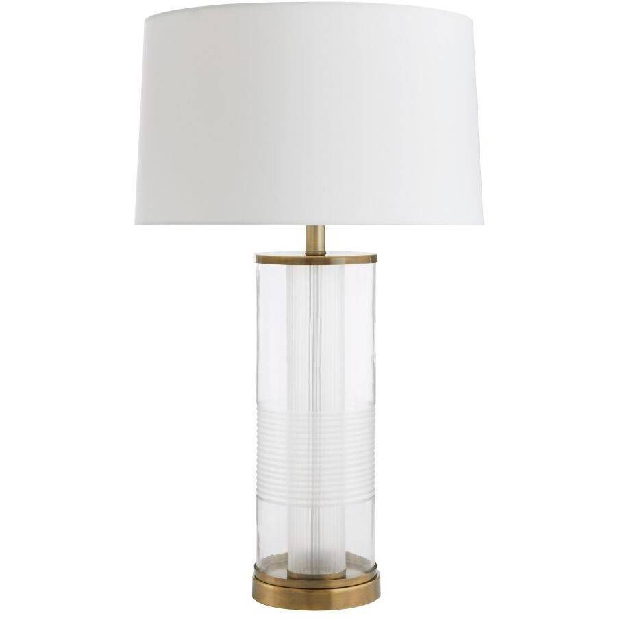 Gianna 30 inch 150.00 watt Clear Etched Glass and Vintage Brass Lamp Portable Light