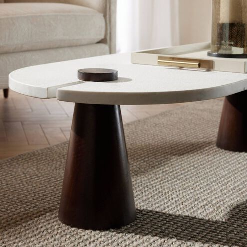 Delaney 52 X 24 inch White Marble and Umber Mango Wood Coffee Table