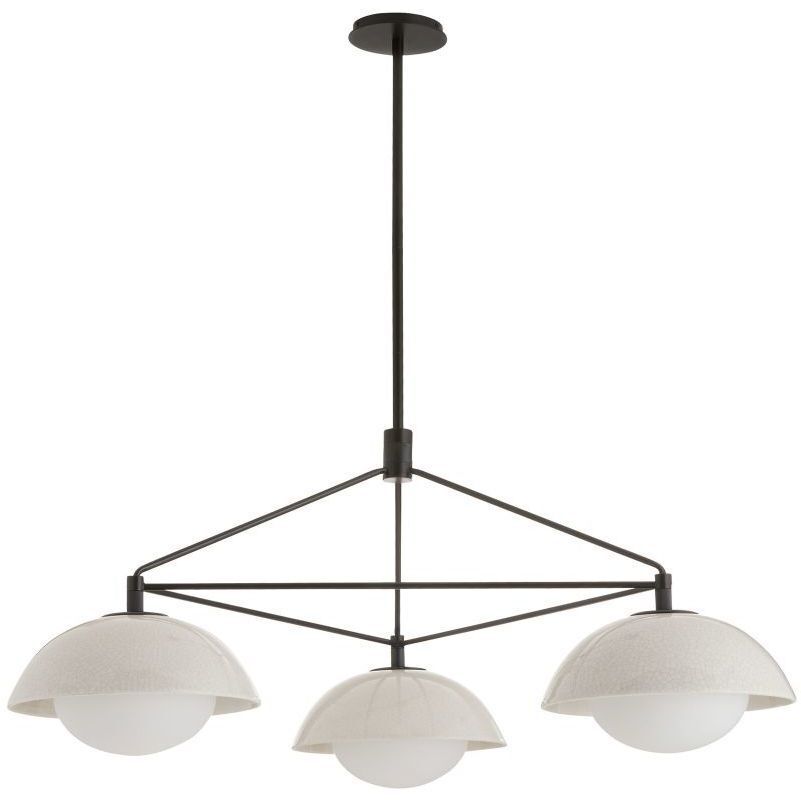Glaze 3 Light 38 inch Blackened Steel, Ivory Stained Crackle Chandelier Ceiling Light