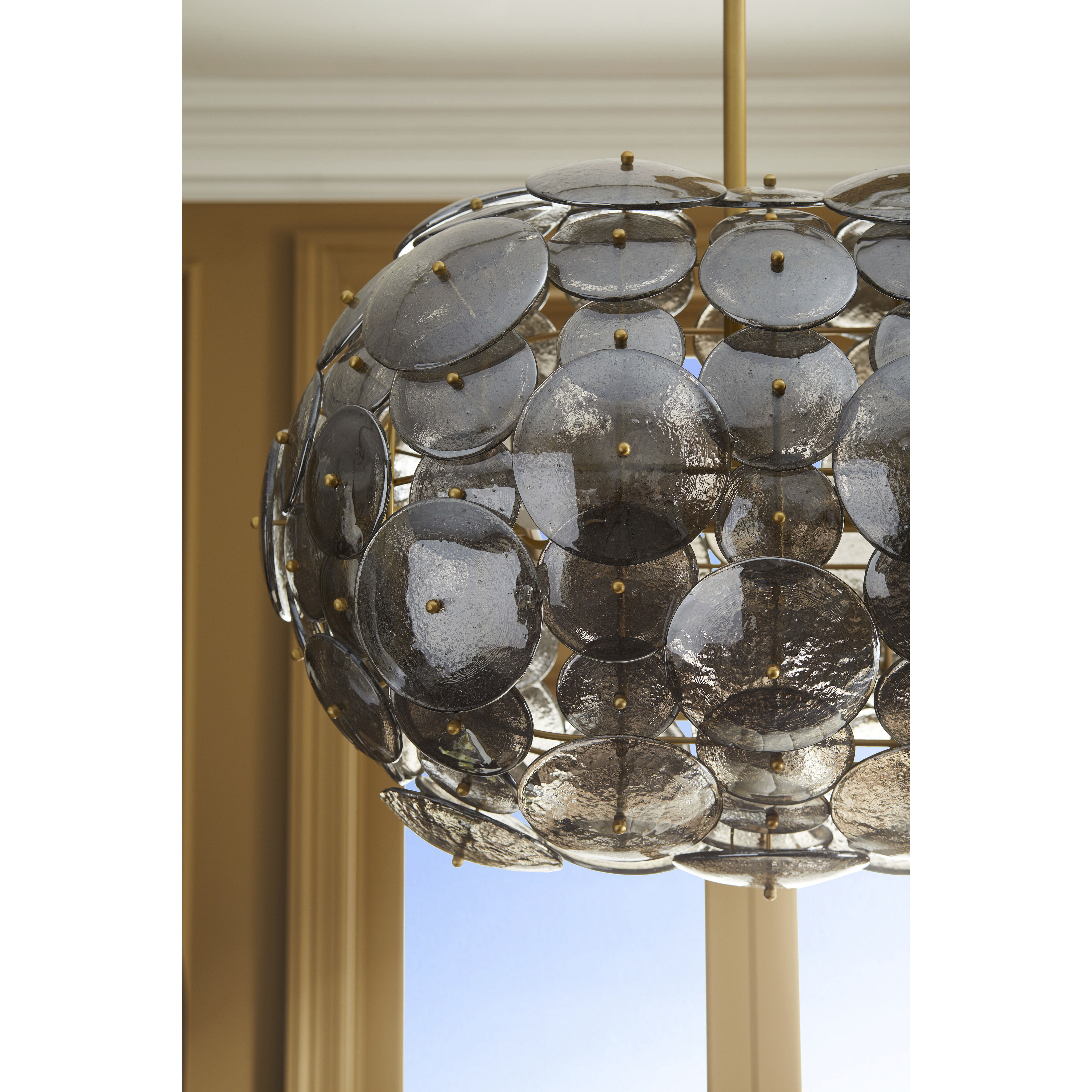 Nebula 8 Light 42 inch Smoke Luster and Antique Brass Chandelier Ceiling Light