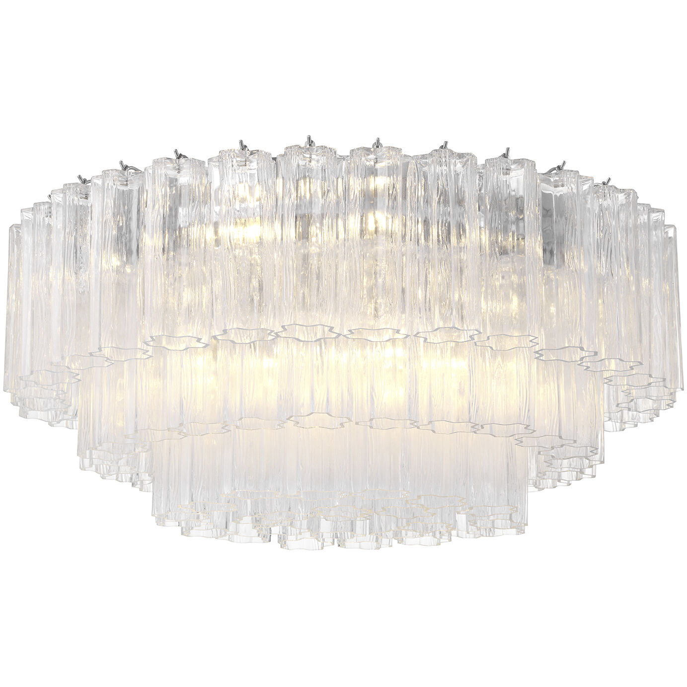 Addis 16 Light 32 inch Polished Chrome Flush Ceiling Light in Tronchi Glass Clear