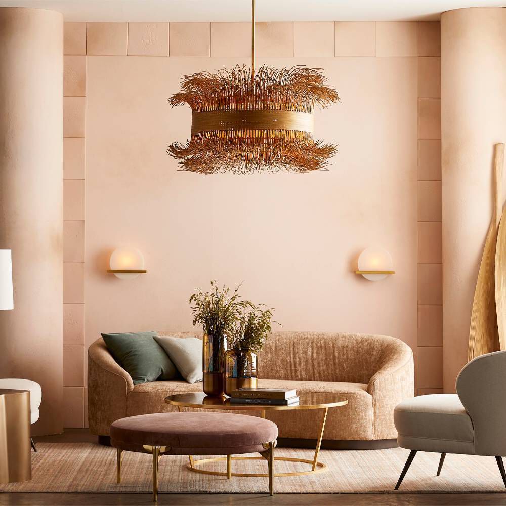 Filamento 6 Light 42 inch Antique Brass Chandelier Ceiling Light, Laura Kirar