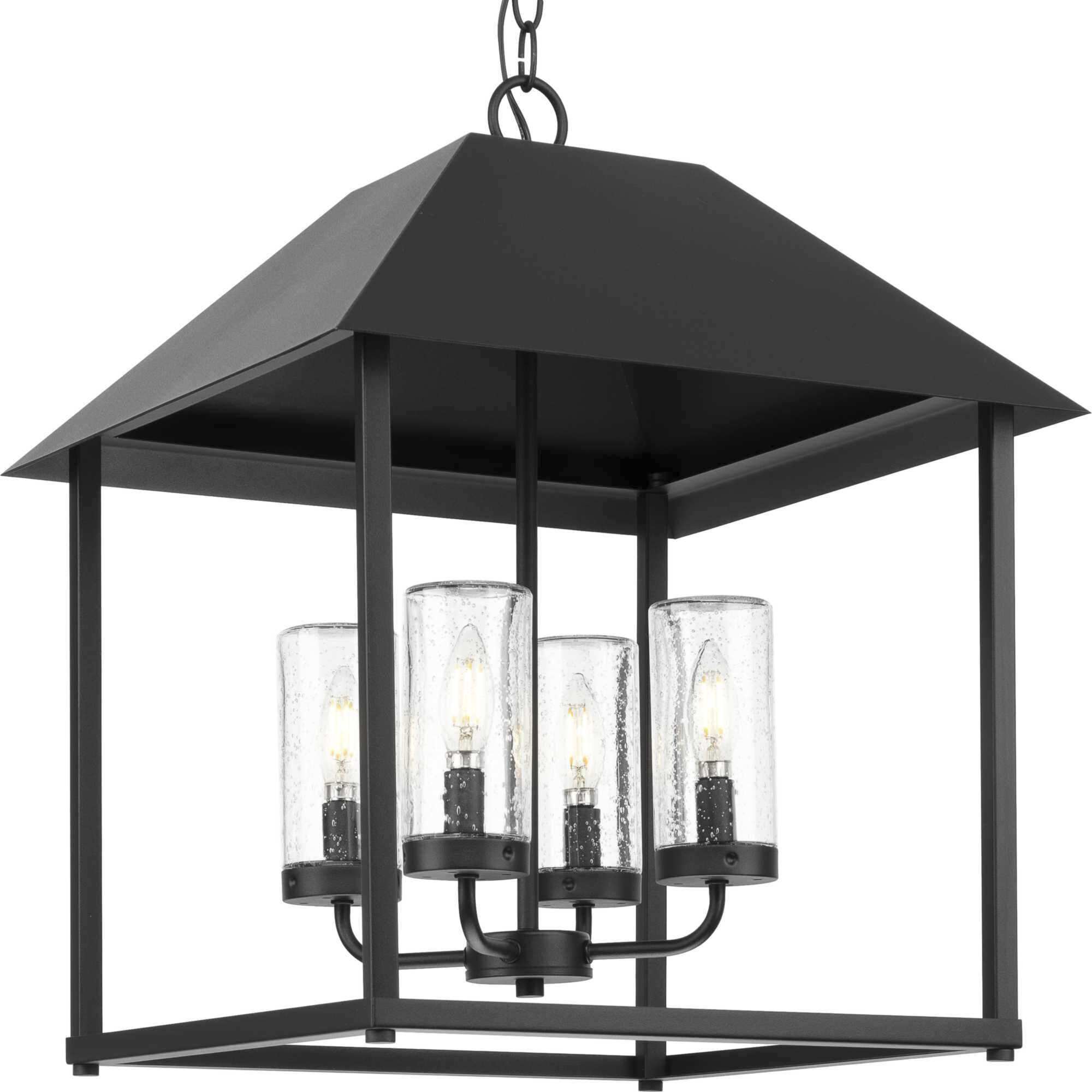 Chapel 4 Light 18.12 inch Textured Black Outdoor Pendant