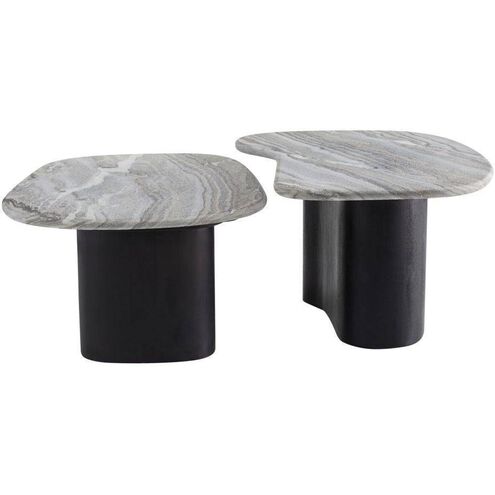 Melt 35 X 17 inch Ebony and Galaxy Marble Coffee Tables, Set of 2