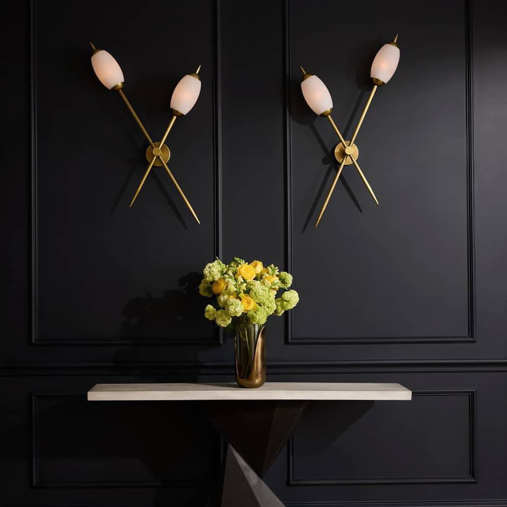 Natalia 2 Light Antique Brass Sconce Wall Light