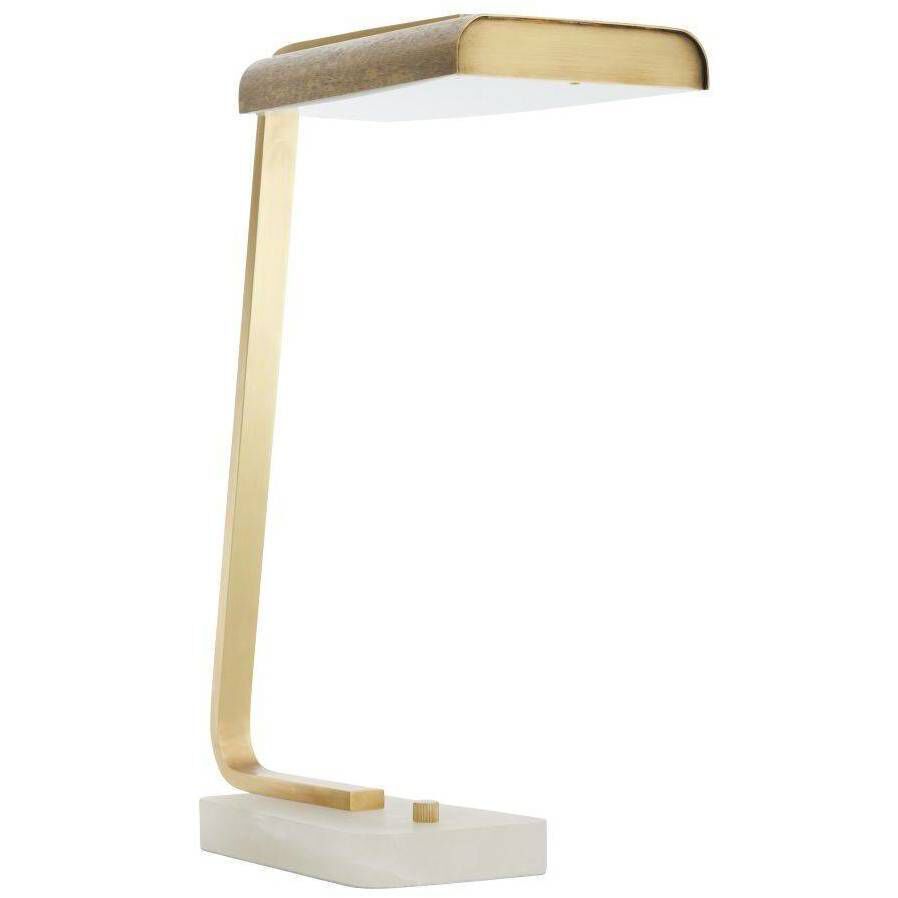 Genevieve 20.5 inch 10.00 watt Antique Brass and White Desk Lamp Portable Light