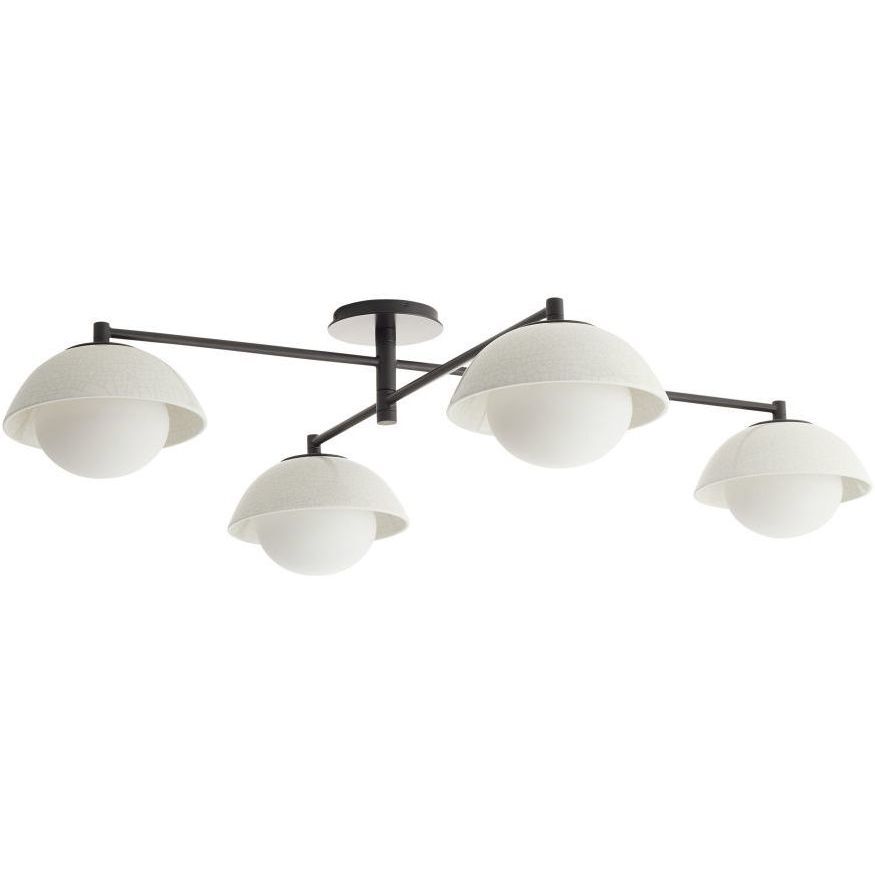 Glaze 4 Light 45 inch Blackened Steel, Ivory Stained Crackle Multipoint Flush Mount Ceiling Light